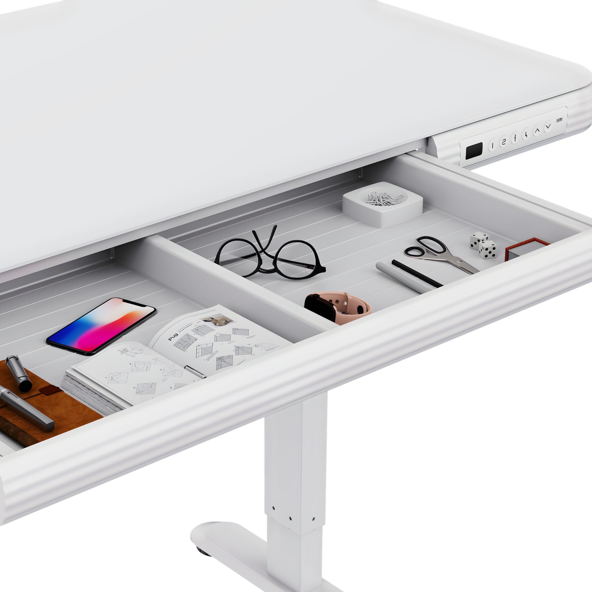 FlexiSpot Standing Desk – Glass Top (UK Plug)