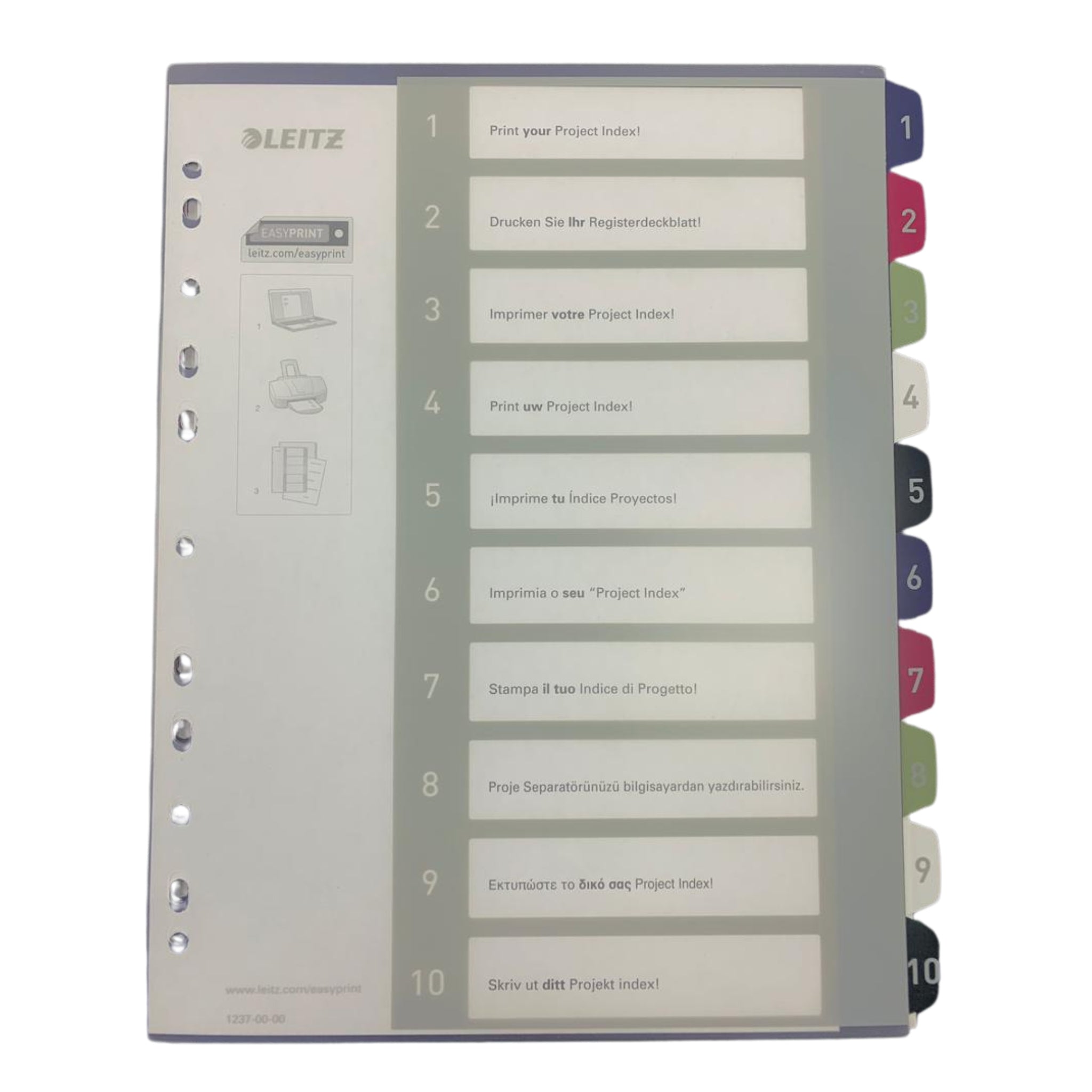 Leitz Style PP Printed Index, 1–10 Tabs