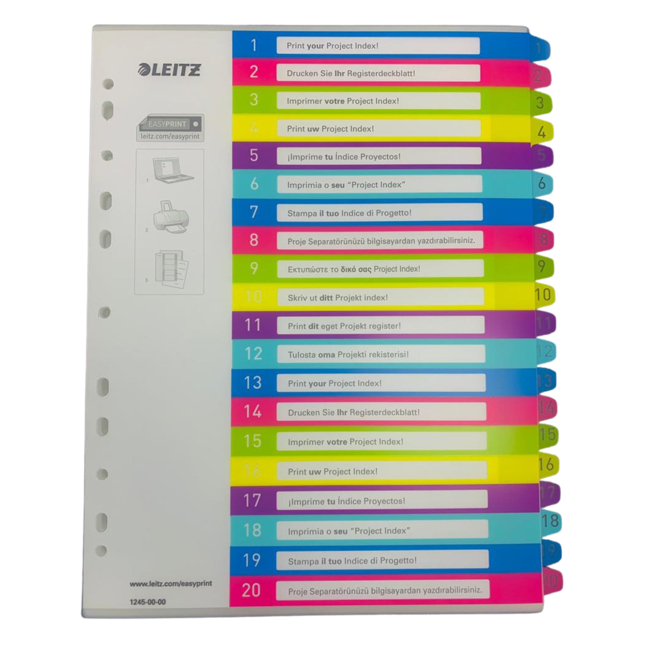 Leitz WOW PP Printed Index, 1–20 Tabs