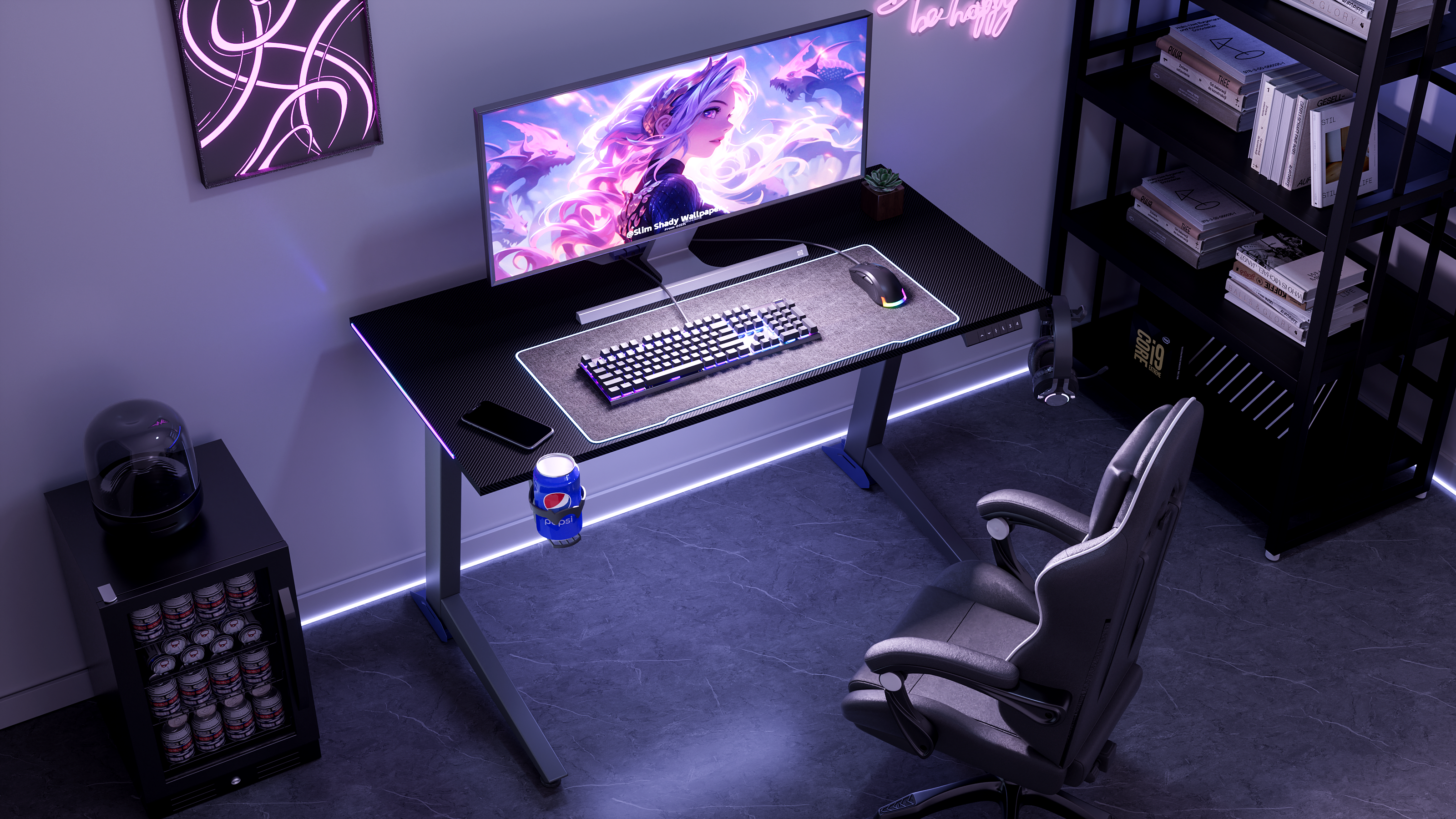 FlexiSpot Gaming Table – 1200 × 600 mm Top, Black (UK Plug)