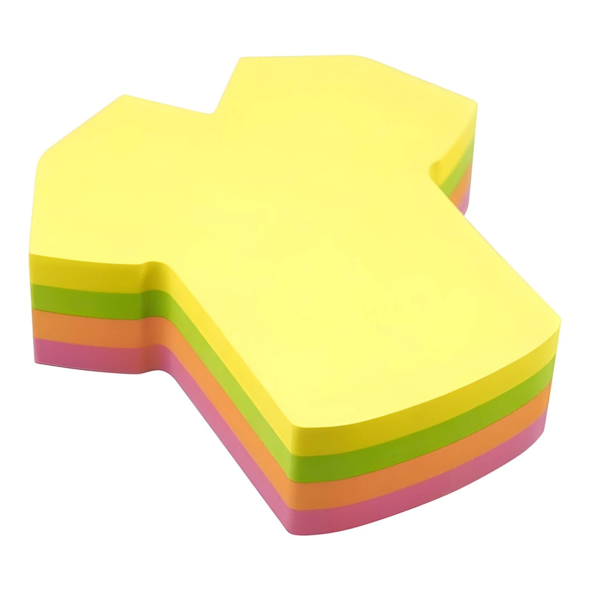 inFO Notes Shaped Cube 70 x 70 mm “Shirt”, 200 Sheets – Yellow/Green/Orange/Pink