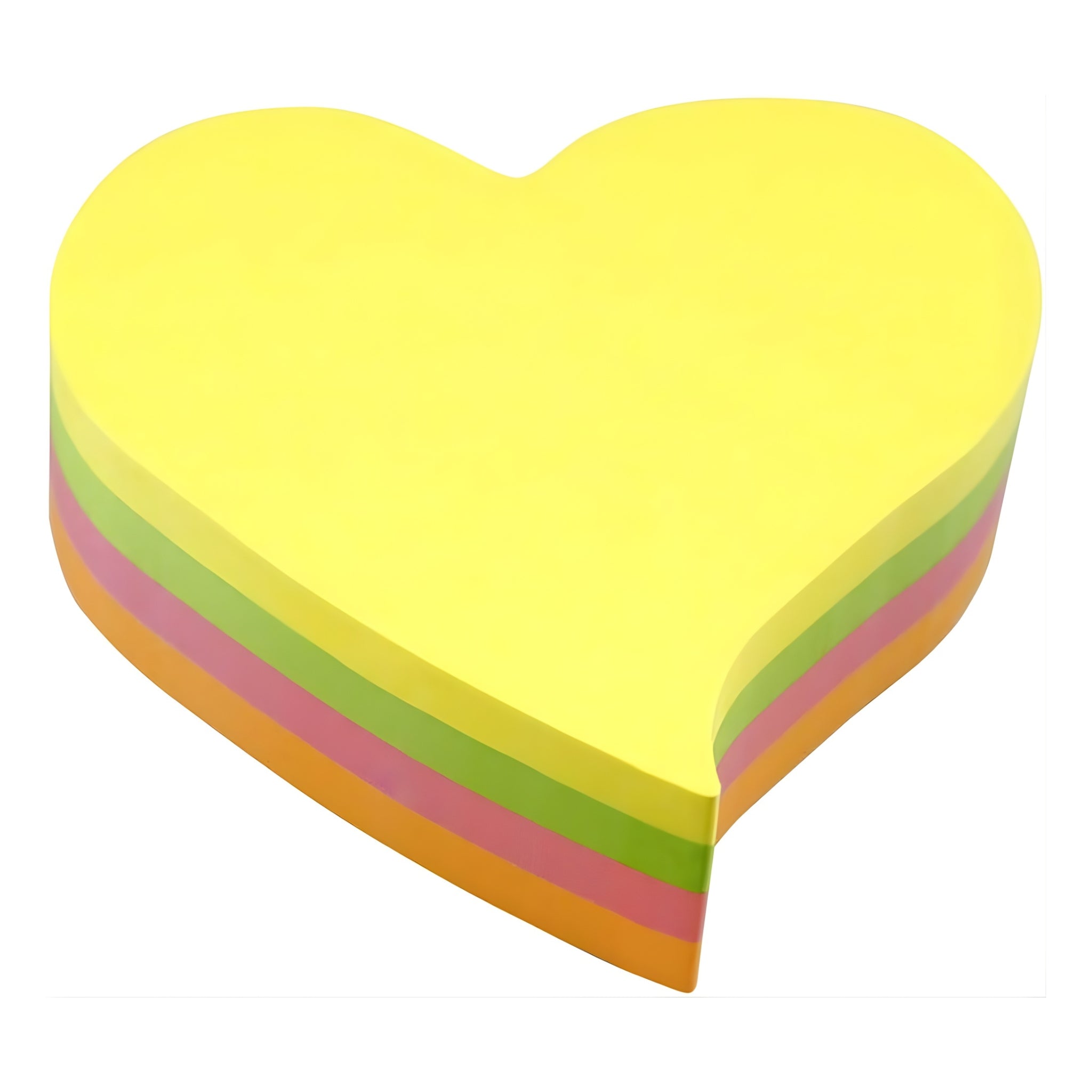 inFO Notes Shaped Cube 70 x 70 mm “Curved Heart”, 200 Sheets – Yellow/Green/Pink/Orange