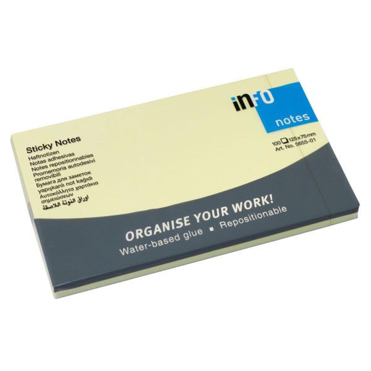 inFO Notes Sticky Notes 125 x 75 mm, 100 Sheets – Yellow