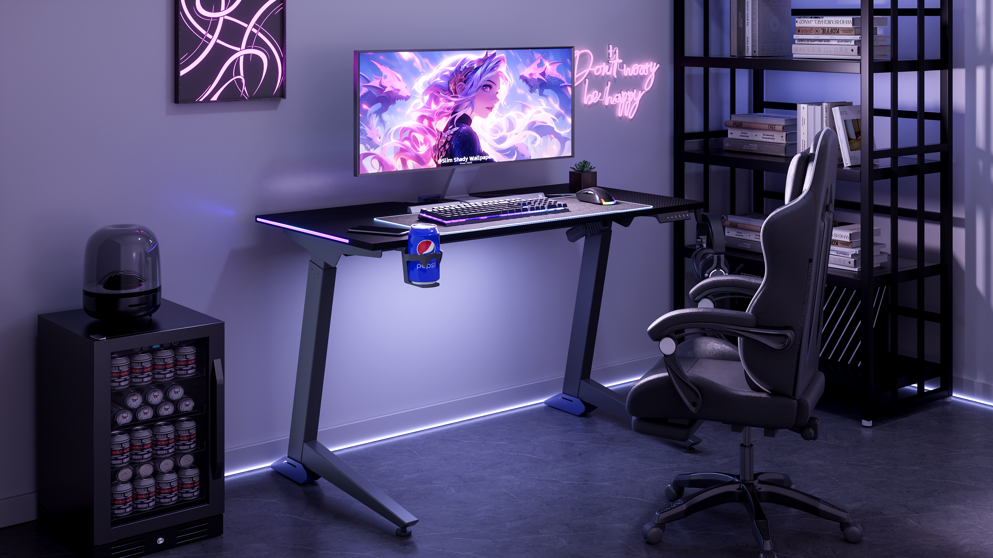 FlexiSpot Gaming Table – 1200 × 600 mm Top, Black (UK Plug)