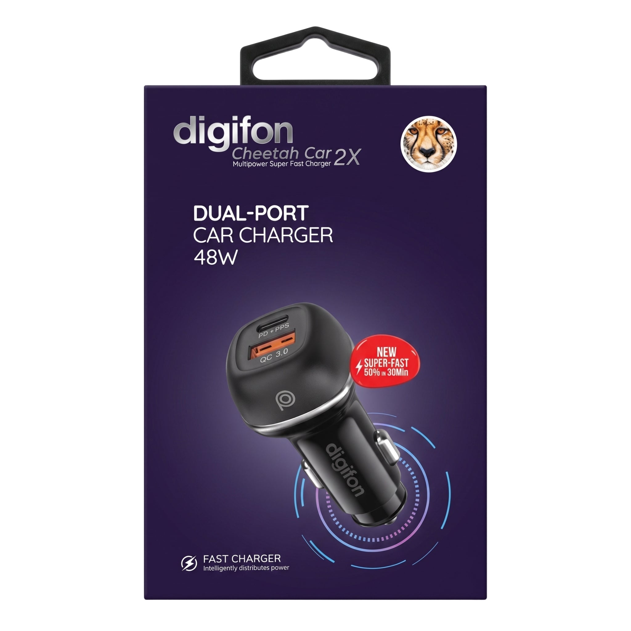 Digifon Cheetah 48W Car Charger Black