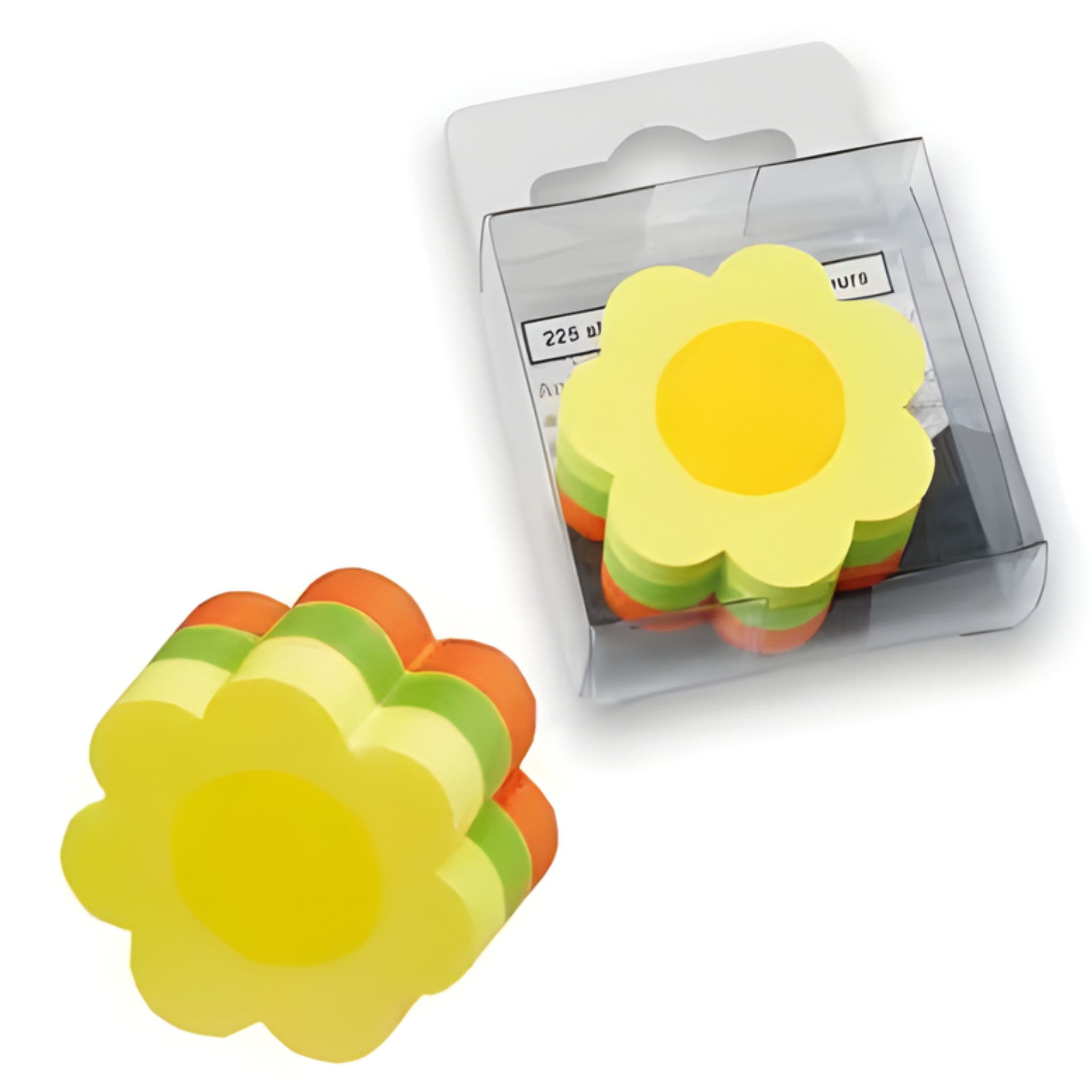 inFO Notes Mini Cube 50 x 50 mm “Flower”, 225 Sheets – Yellow/Green/Orange