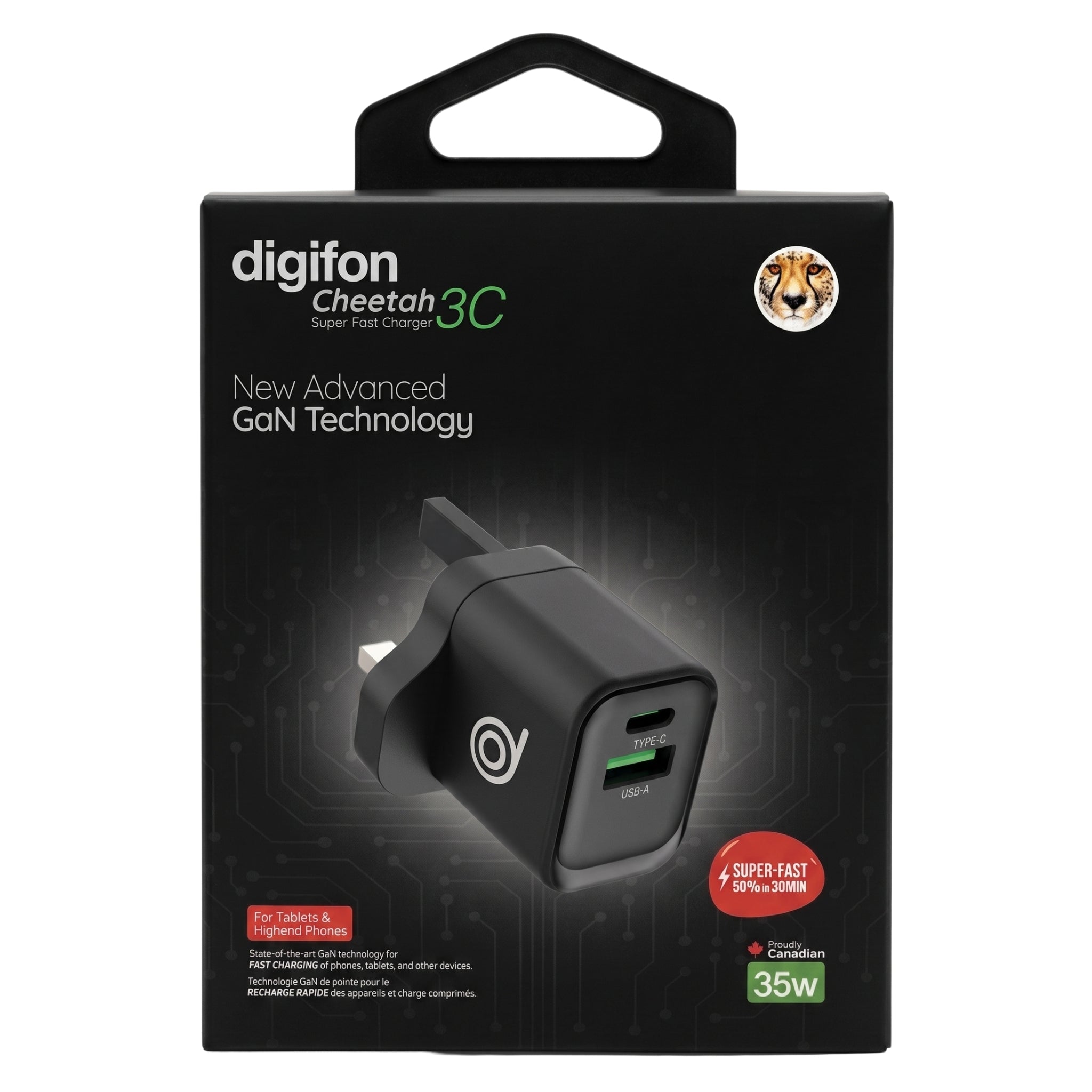 Digifon Cheetah GAN Charger 3C 35W Super Fast Charger Black