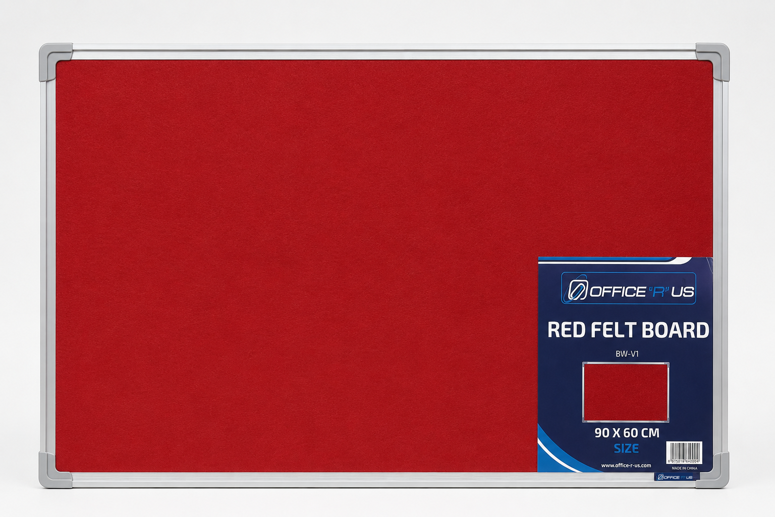 90 x 60cm Felt Notice Board with Aluminium Frame