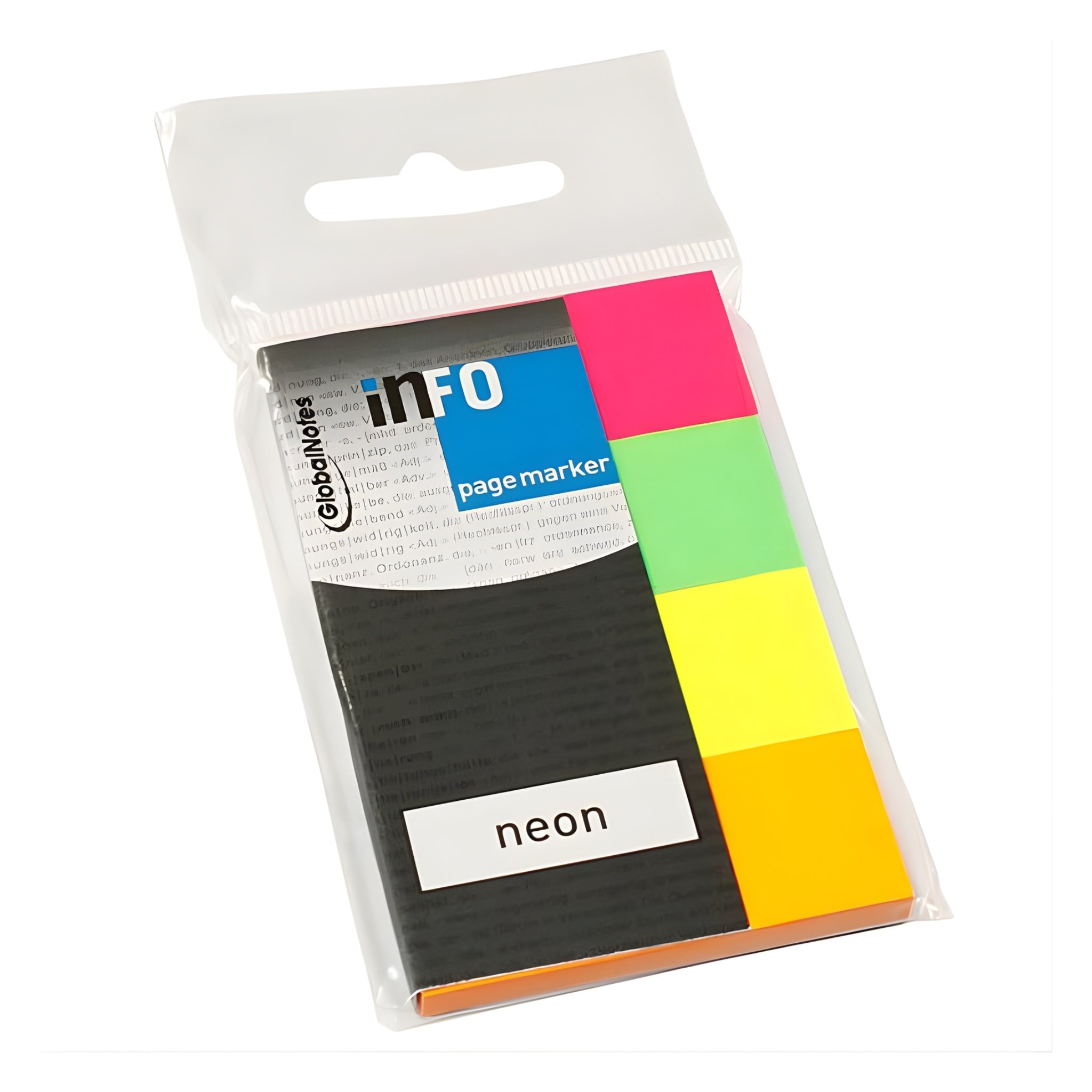 inFO Notes Neon Page Markers 20 x 50 mm, 4 Pads (50 Sheets) – Neon Pink/Neon Green/Neon Yellow/Neon Orange