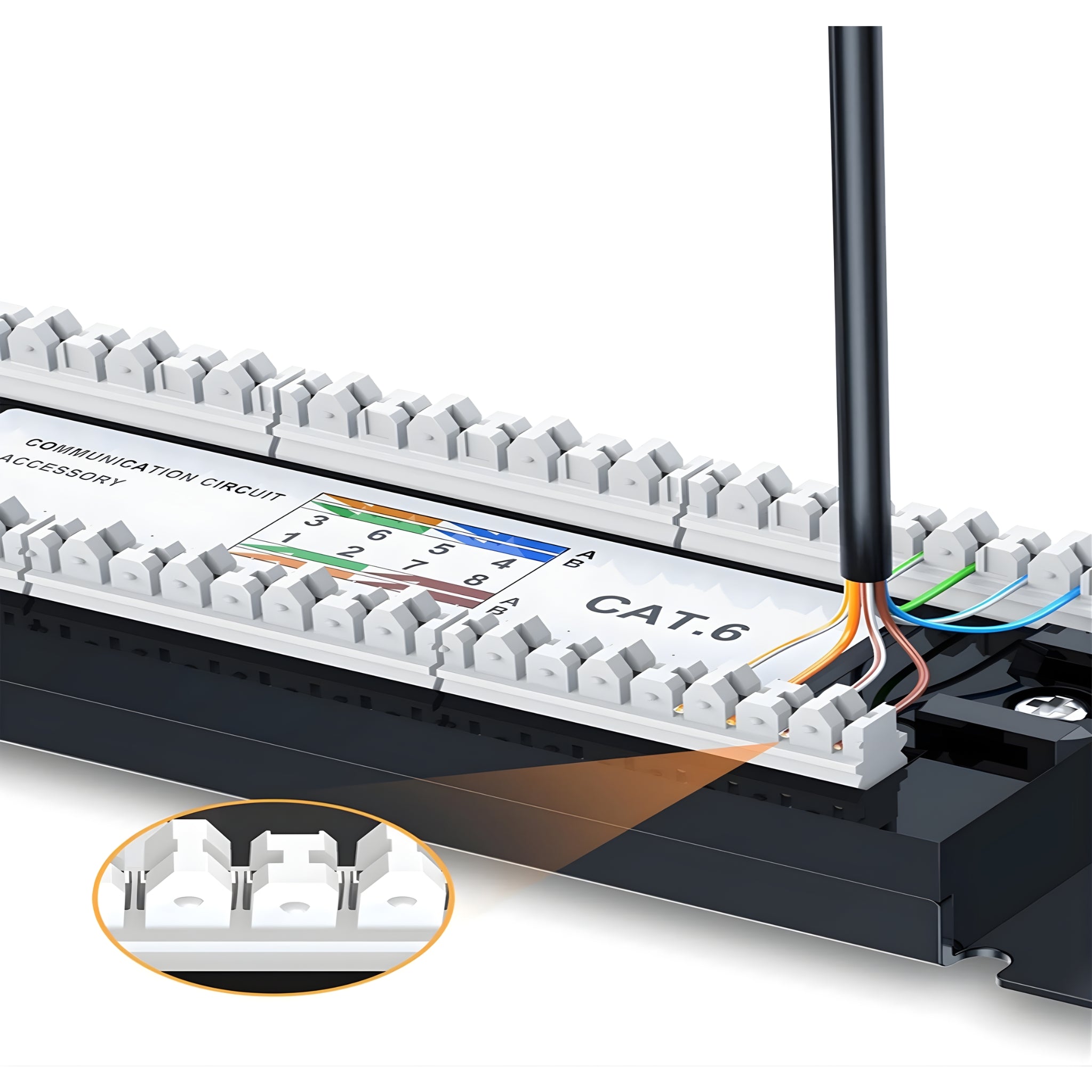 UGREEN Cat6 UTP 24-Port Integrated Ethernet Cable Management Rack (Black)