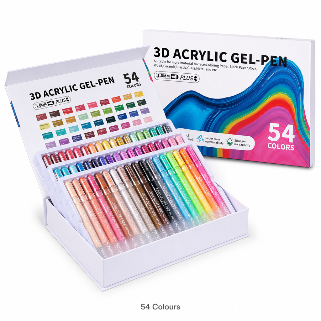 3D Acrylic Gel Pen Gift Box — 54 Colours