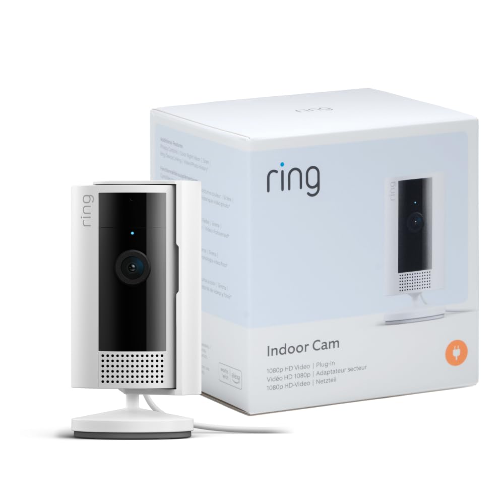 Ring Indoor Camera (2nd Gen) – Plug-In Pet Security Camera, 1080p HD, Two-Way Talk, Wi-Fi, Privacy Cover – White