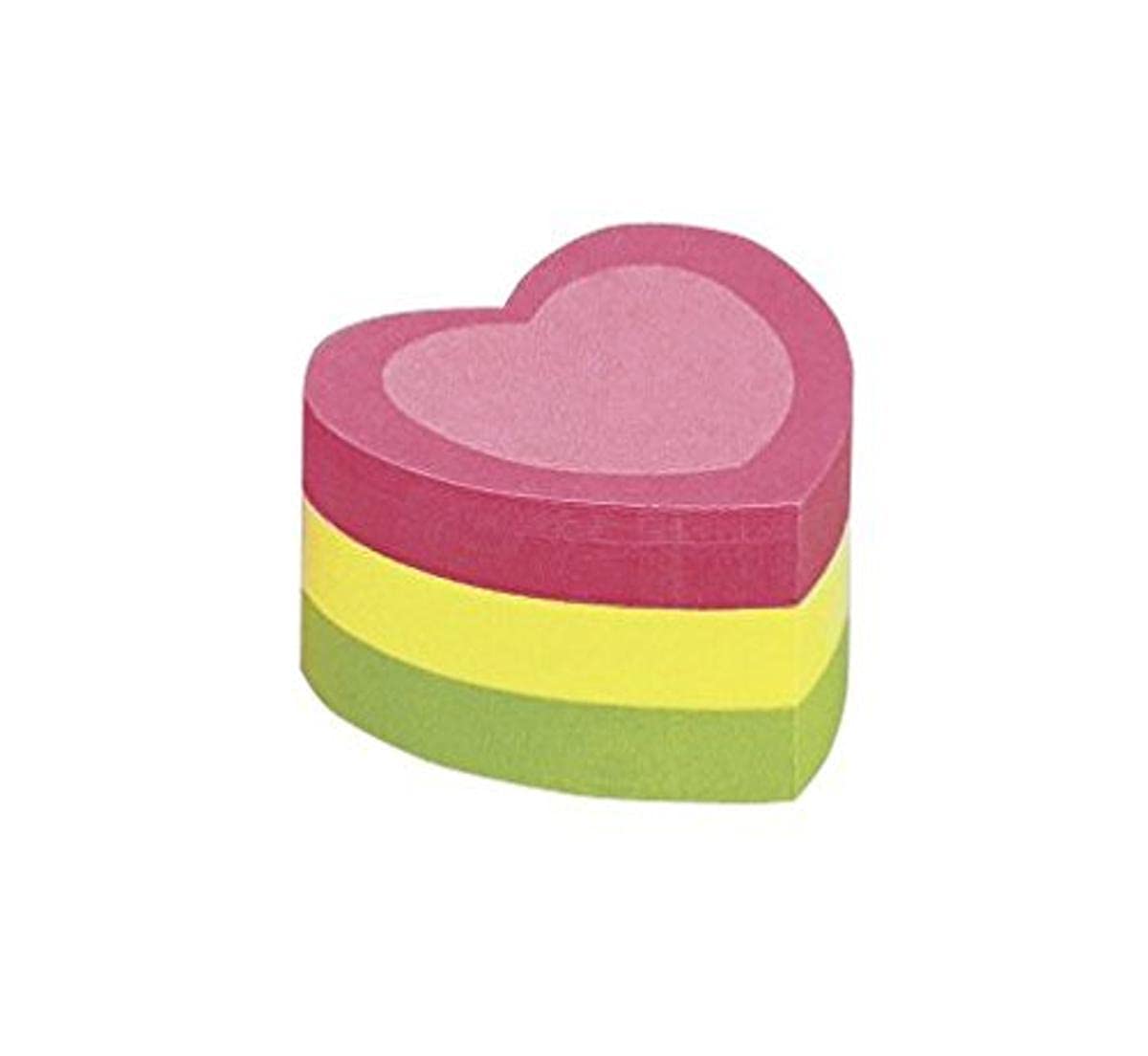 inFO Notes Mini Cube 50 x 50 mm “Heart”, 225 Sheets – Pink/Yellow/Green