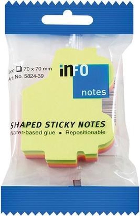 inFO Notes Shaped Cube 70 x 70 mm “Offroad”, 200 Sheets – Green/Yellow/Orange/Pink