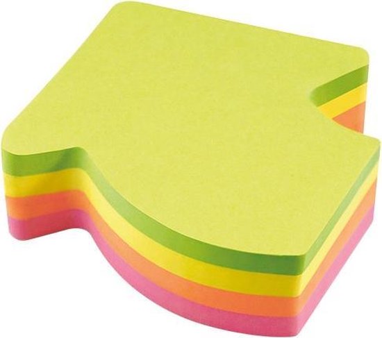 inFO Notes Shaped Cube 70 x 70 mm “Curved Arrow”, 200 Sheets – Green/Yellow/Orange/Pink