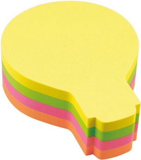 inFO Notes Shaped Cube 70 x 70 mm “Light Bulb”, 200 Sheets – Yellow/Green/Pink/Orange
