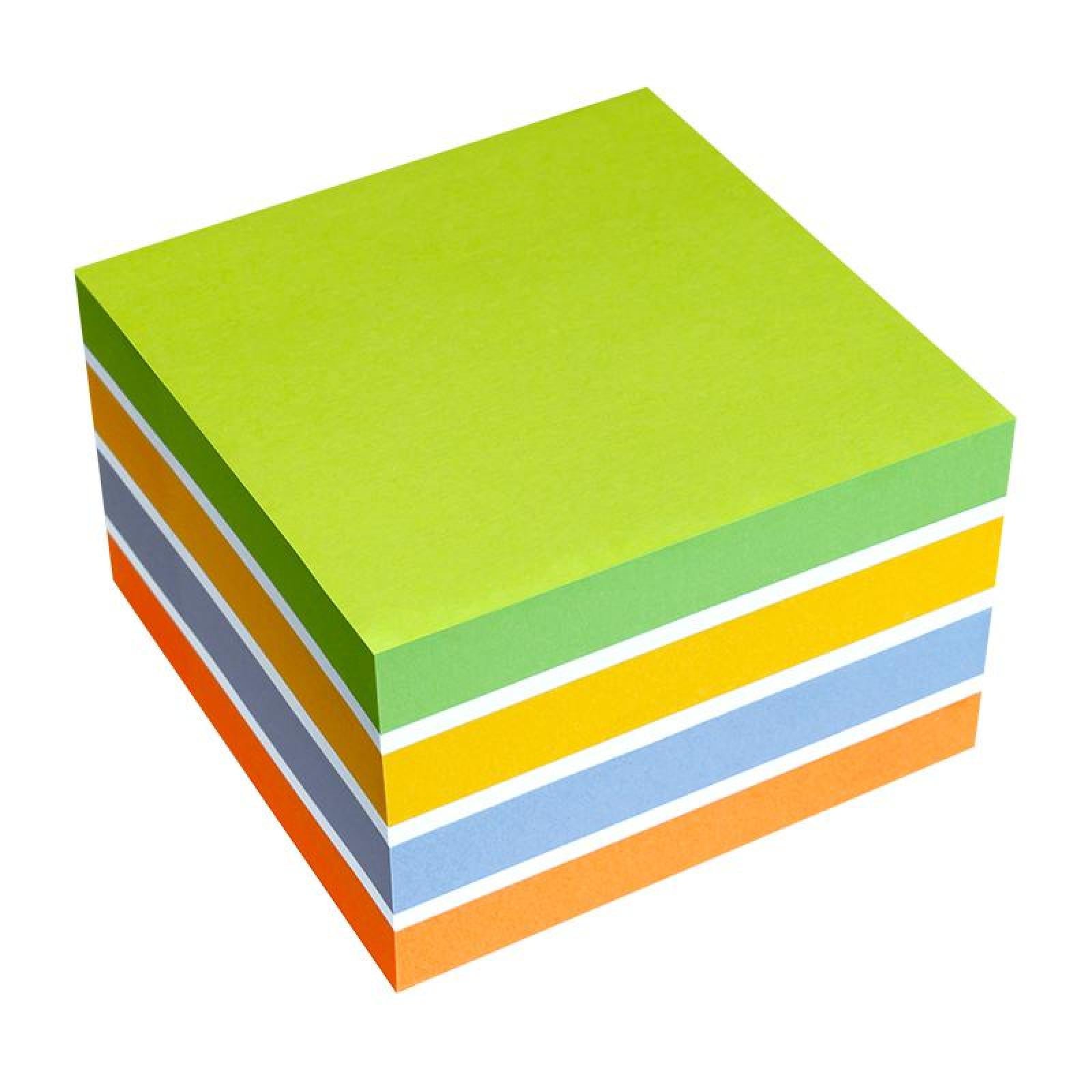inFO Notes 75 x 75 mm Colour Mix Cube, 450 Sheets, Lemon Green/White/Oriole Gold/White/Violet/Brilliant Orange