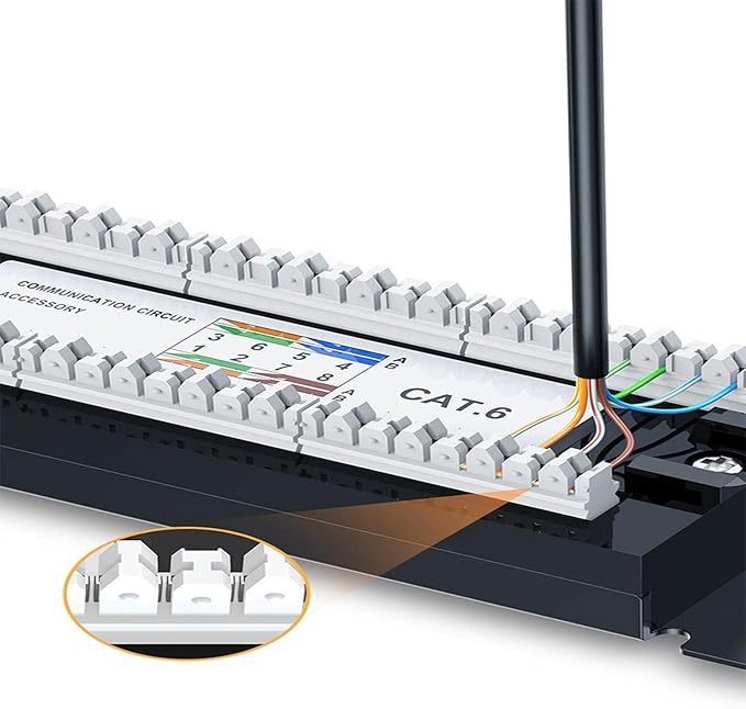 UGREEN Cat6 UTP 24-Port Integrated Ethernet Cable Management Rack (Black)