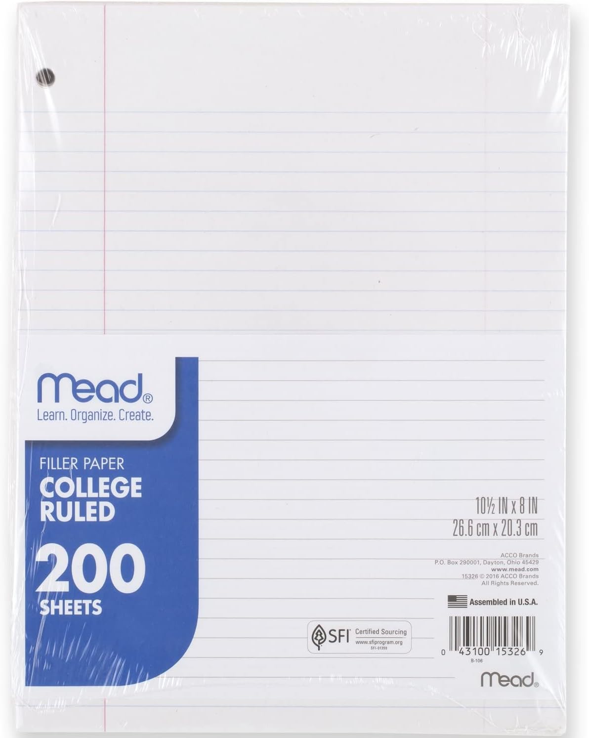 Mead College Ruled Filler Paper, 200 Sheets