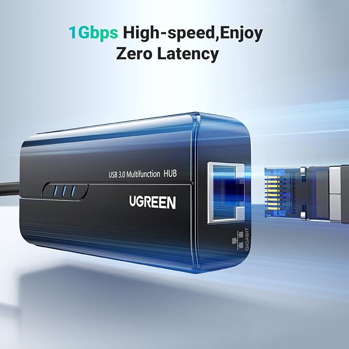 UGREEN 4-in-1 USB 3.0 Hub with Gigabit Ethernet Adapter