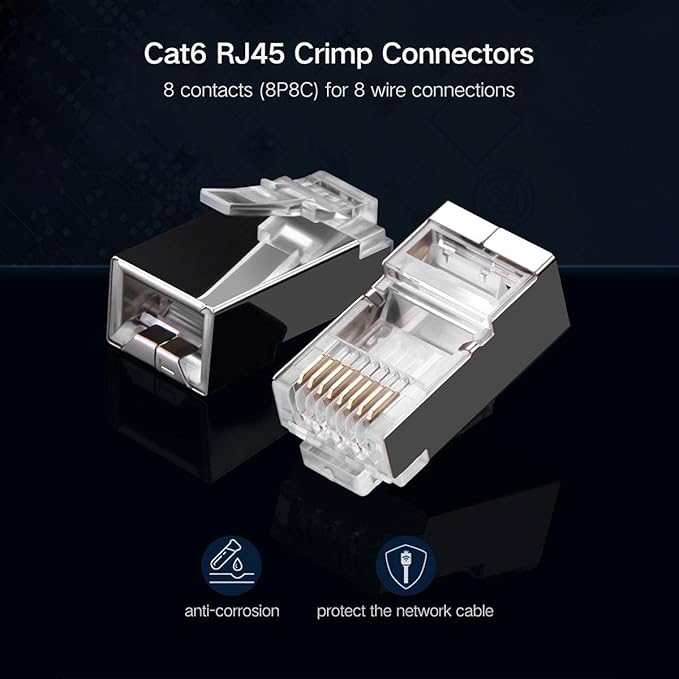 UGREEN RJ45 Cat6 Shield Connector Plug (50-Pack)