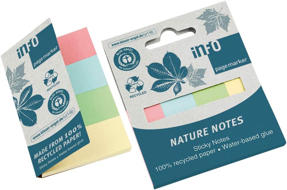 inFO Notes Page Markers 20 x 50 mm, 4 Pads (40 Sheets) – Oriole Gold/Lemon Green/Blue/Rose