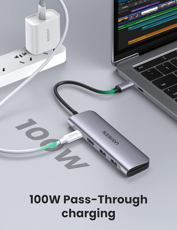UGREEN USB-C to 2-Port USB 3.0-A Hub + HDMI + TF/SD with PD (Space Gray)