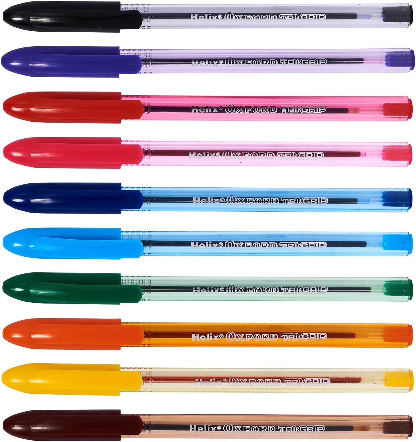 Helix Oxford Trigrip Pens X 10 Assorted