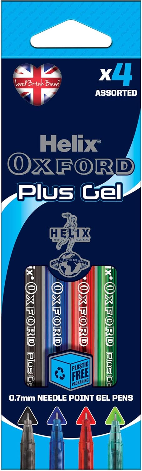 Helix Oxford Plus Gel Pen X 4 Pack Mix