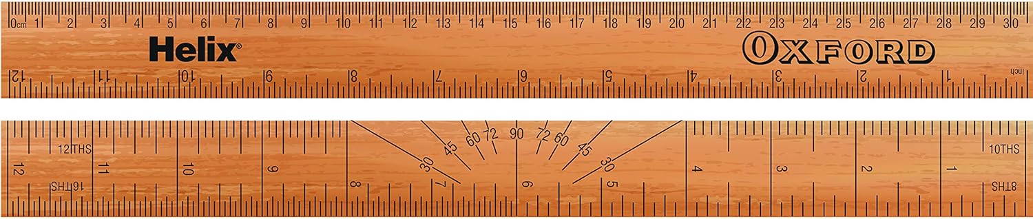 Helix Oxford Wooden Ruler 30 Cm