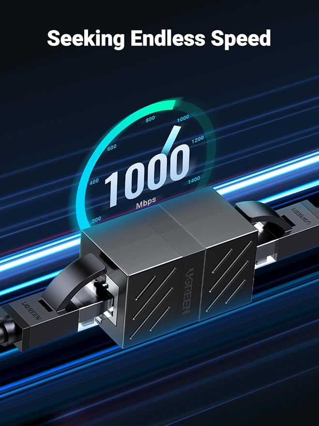 UGREEN RJ45 Network Keystone Jack Inline Coupler Female to Female 1PC - Black