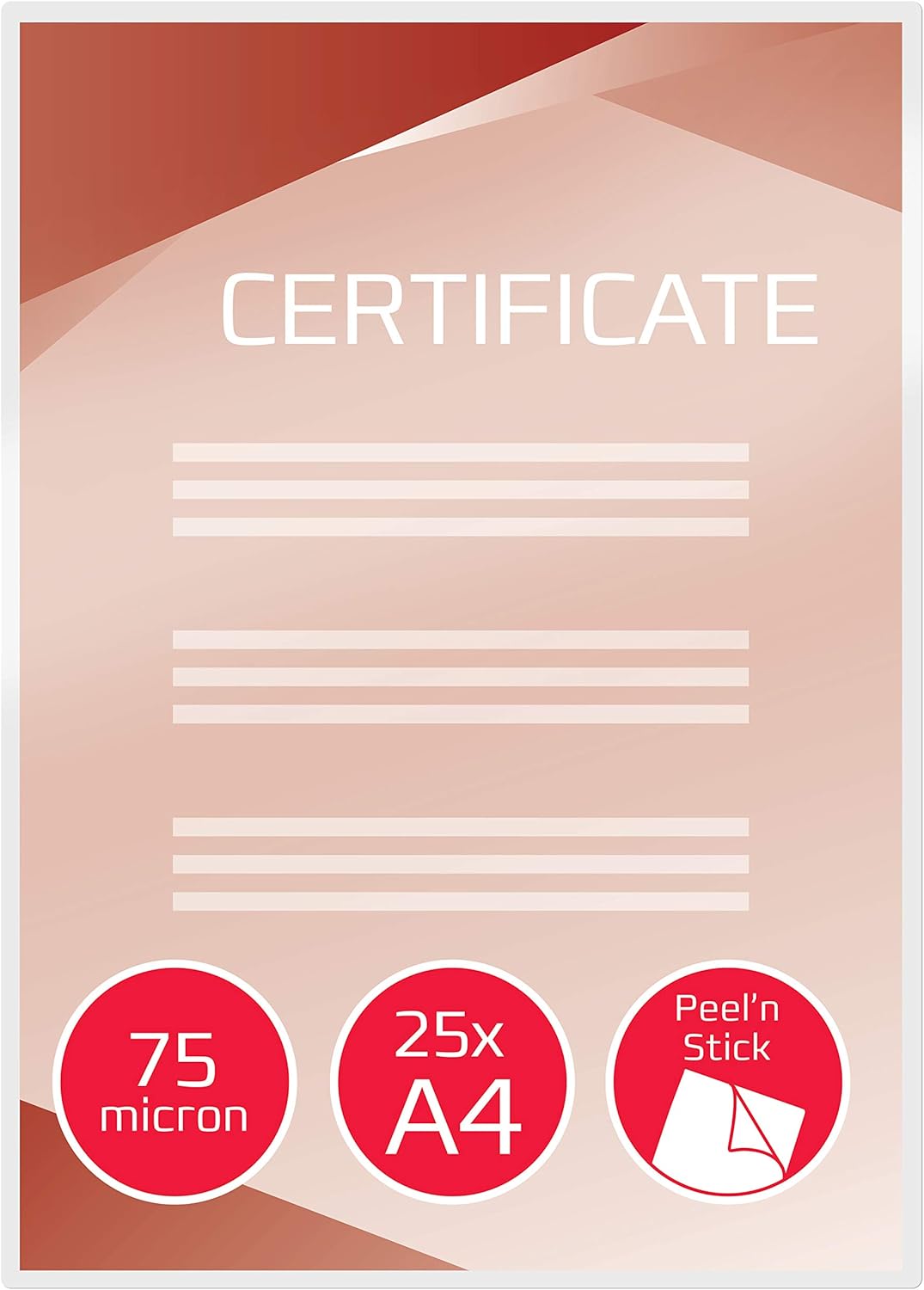 GBC Laminating Peel-’N’-Stick Pouches A4 75 µm (Pack 25)