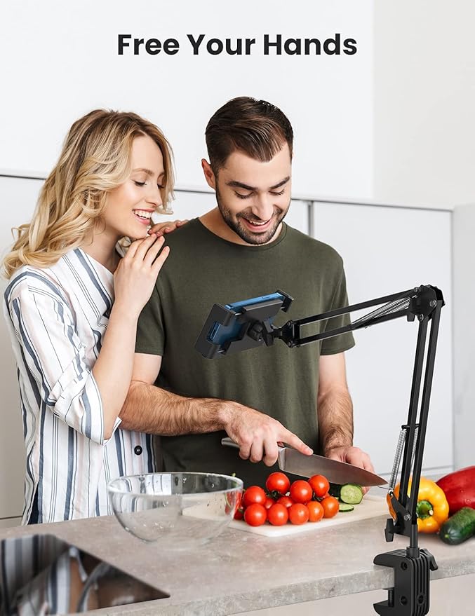 UGREEN iPad Holder Bed Tablet Desk Stand Lazy Long Arm Adjustable 360° Rotating Clamp (Black)