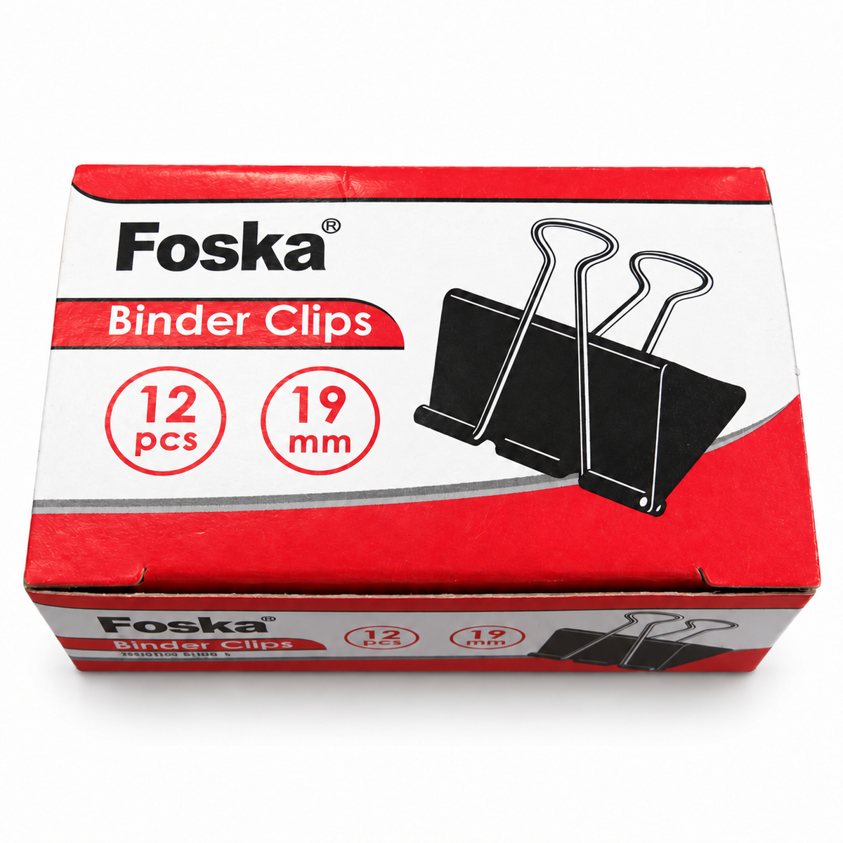 Foska black binder clips 19 mm, box of 12