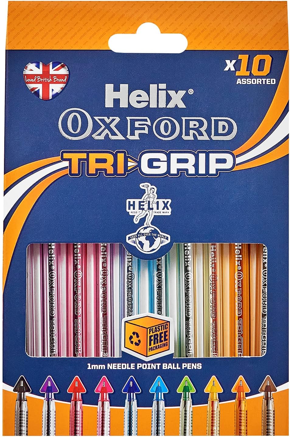 Helix Oxford Trigrip Pens X 10 Assorted