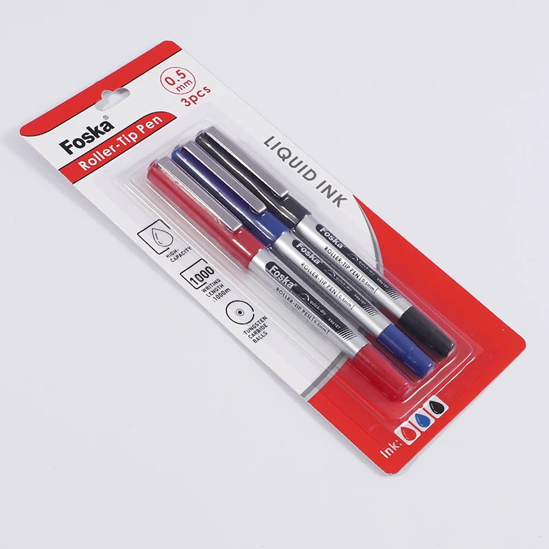 Roller Pen Set 0.5mm – Black, Blue and Red Pack of 3