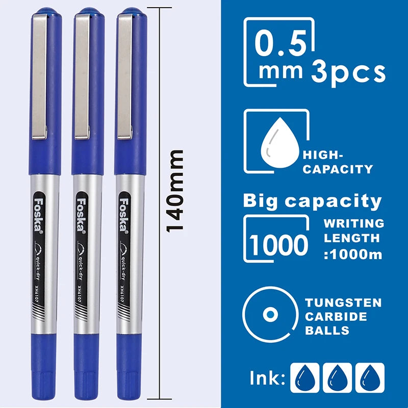 Roller Pen 0.5mm Blue Ink – Pack of 3