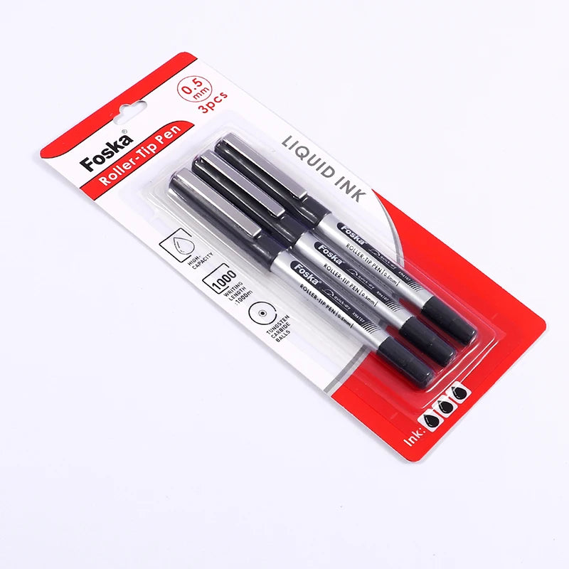 Roller Pen 0.5mm Black Ink – Pack of 3