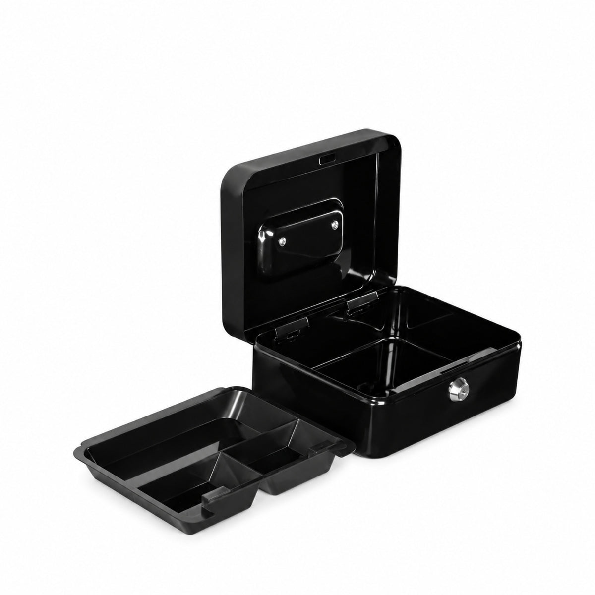Ashford Safes CB0301 Cash Box (20cm) - Black (key lock) Open Tray - Office R Us
