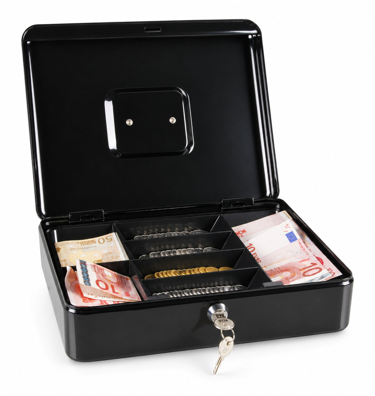 Ashford Safes CB0303 Cash Box (30cm) - Black (key lock) Open Props - Office R Us