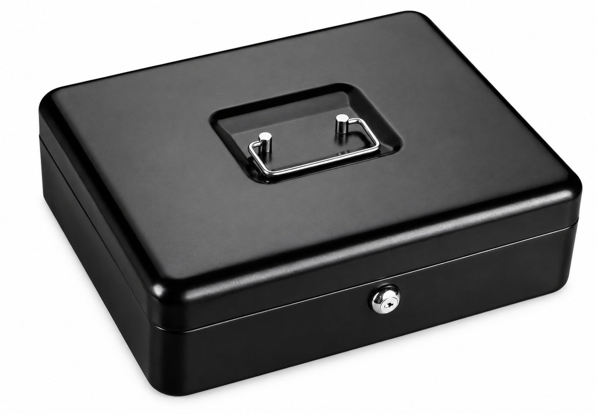 Ashford Safes CB0303 Cash Box (30cm) - Black (key lock) Top - Office R Us