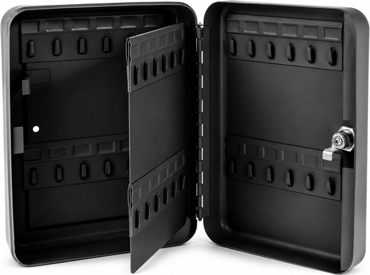 Ashford Safes KB0302K Key Box (48 Keys) - Black Open, 48 hooks - Office R Us