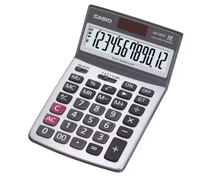Casio AX-120ST Tilt Display Calculator 12-Digit (2-Way Power)