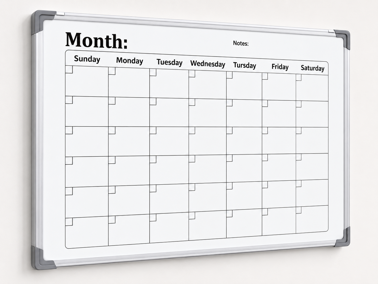 60 x 45cm Magnetic Monthly Whiteboard with Aluminium Frame