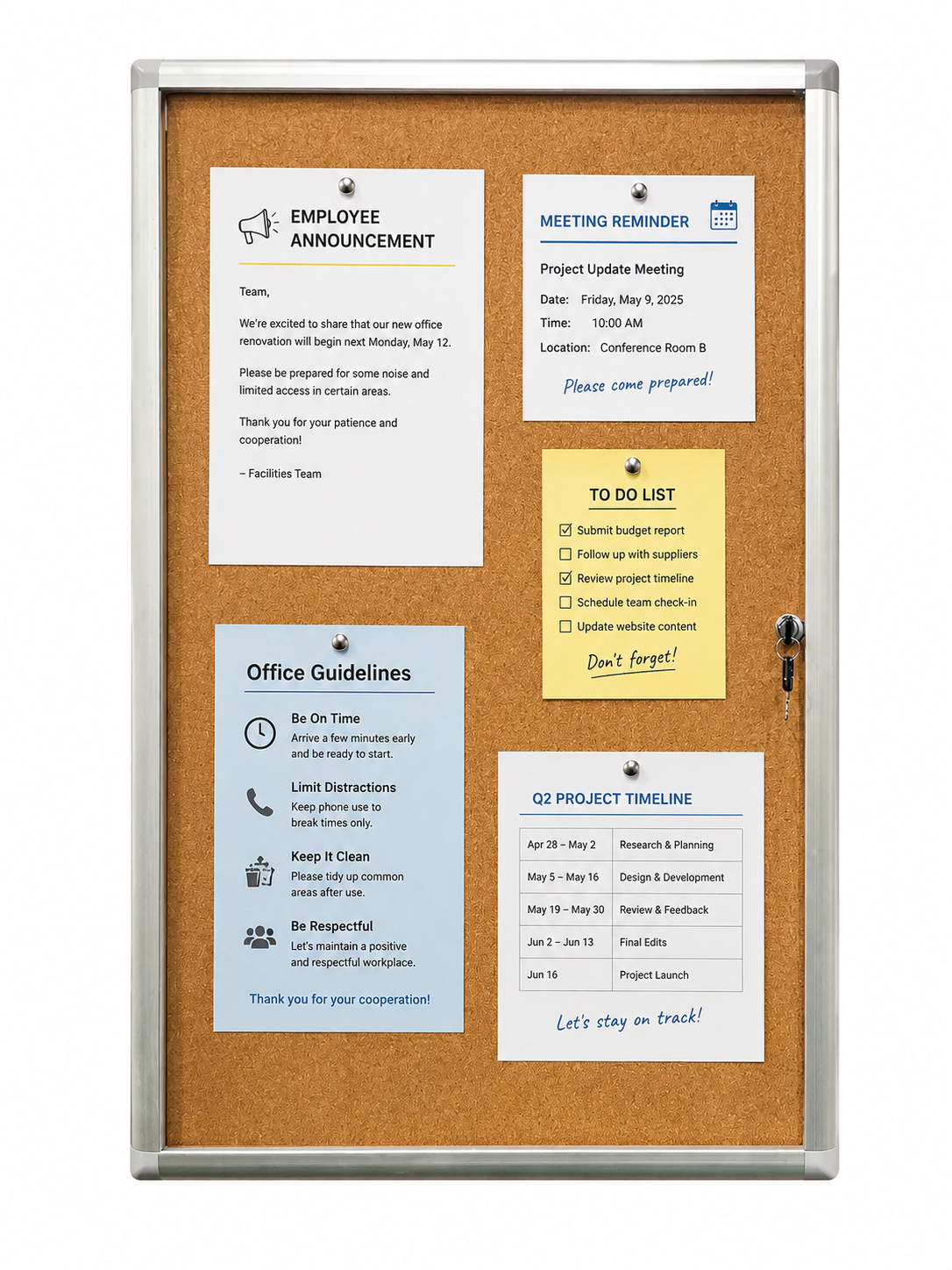 90 x 60 CM Notice Board With 1 Door And Lock Pin Board For Office And School Cork