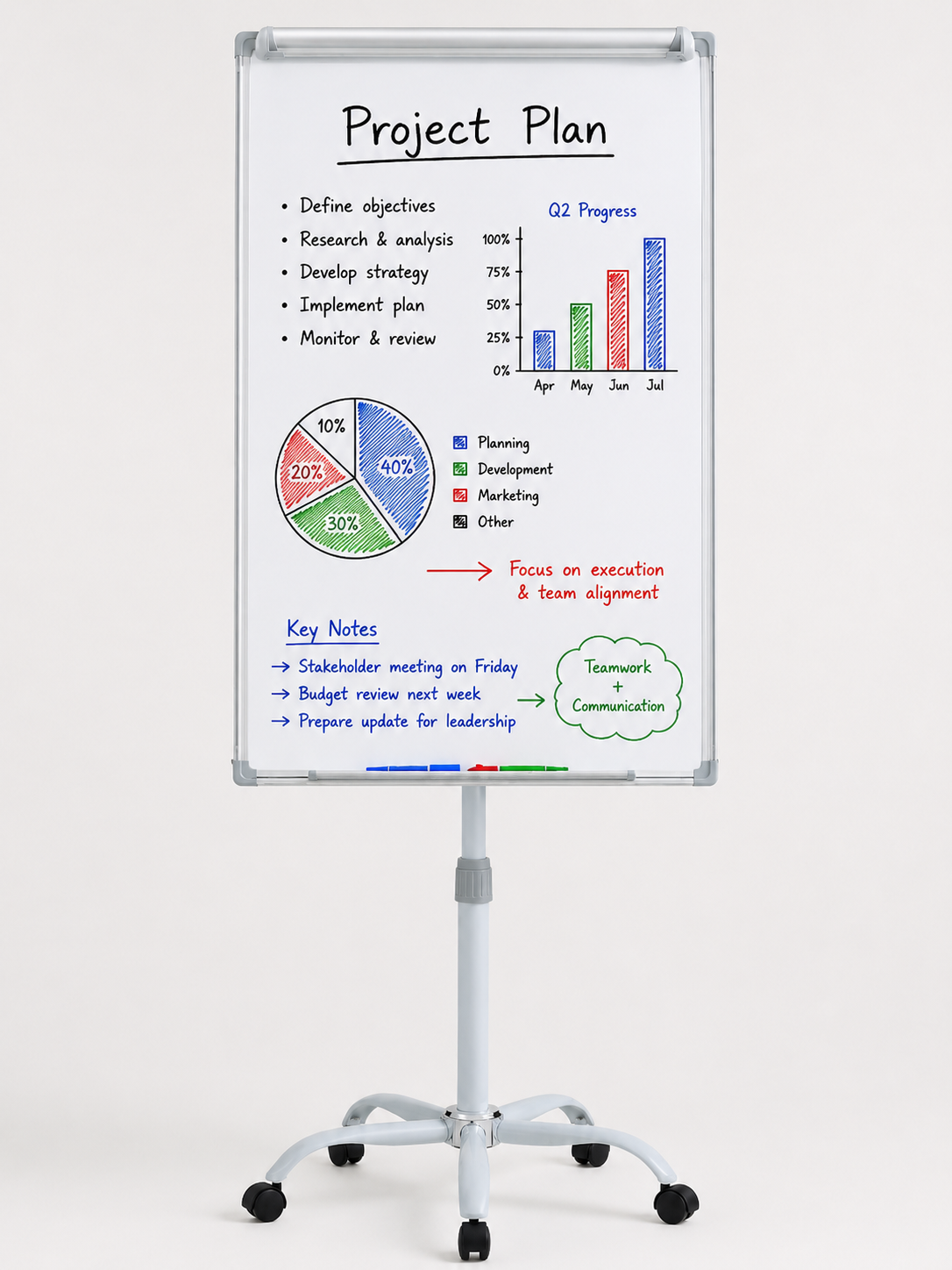 100 x 70 CM Mobile Flipchart Board
