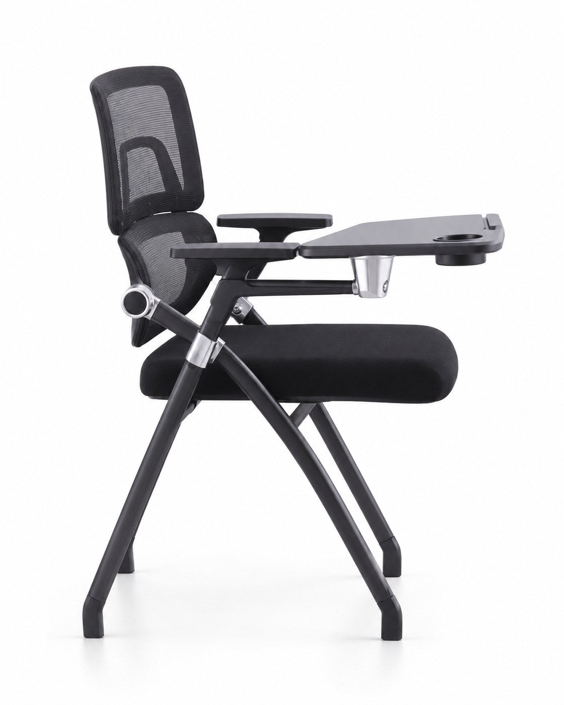 DY-K02 - Folding Training Chair with Writing Pad - Black Side View - Office R Us