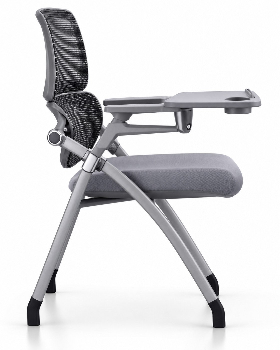 DY-K02 - Folding Training Chair with Writing Pad - Grey Side View - Office R Us
