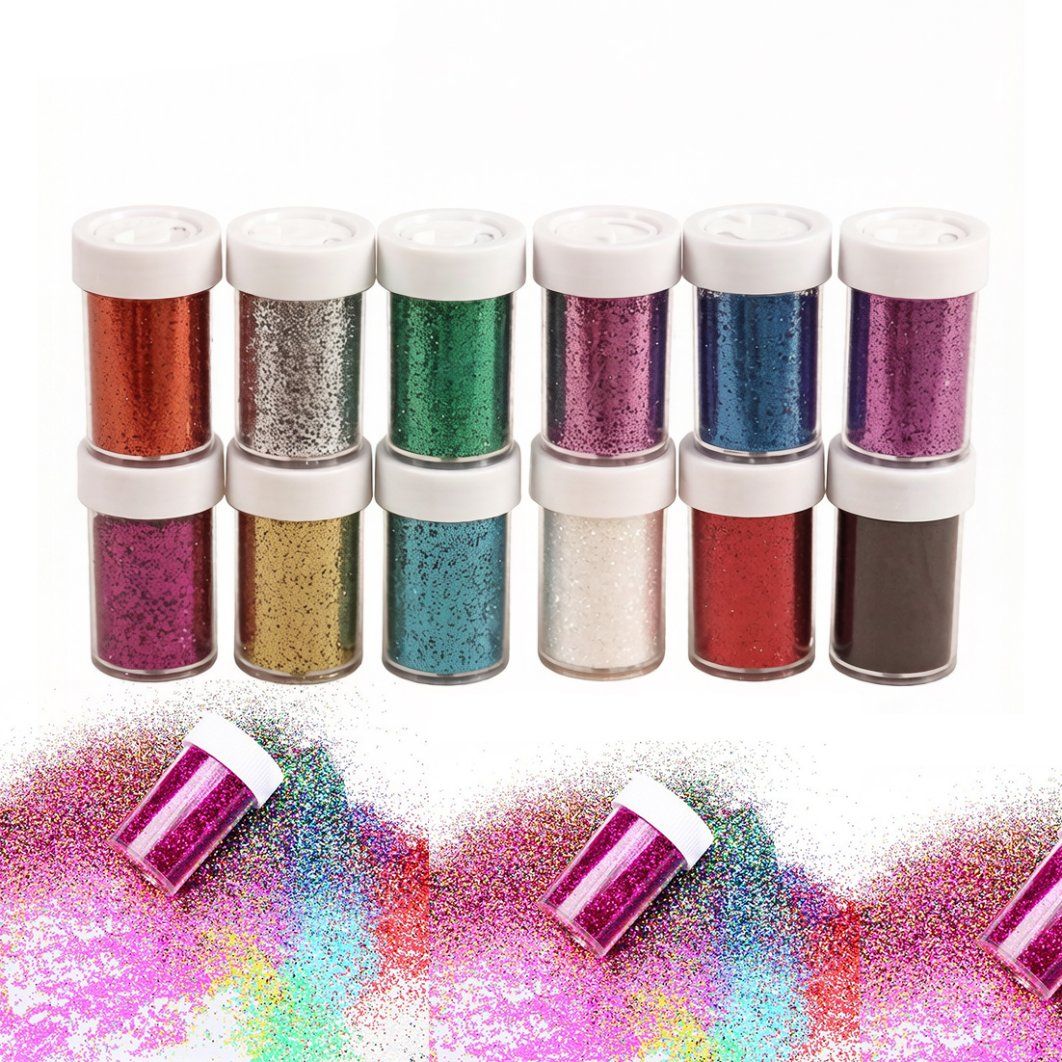 Cosmetic Glitter Powder Shakers 10.7g – Set of 12 Colors