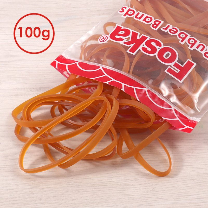 Brown Natural Rubber Bands 5mm Wide, 10cm Long – 100g Bag